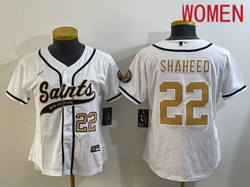 Women New Orleans Saints #22 Shaheed White Joint Name 2024 Nike Limited NFL Jersey style 2->women nfl jersey->Women Jersey